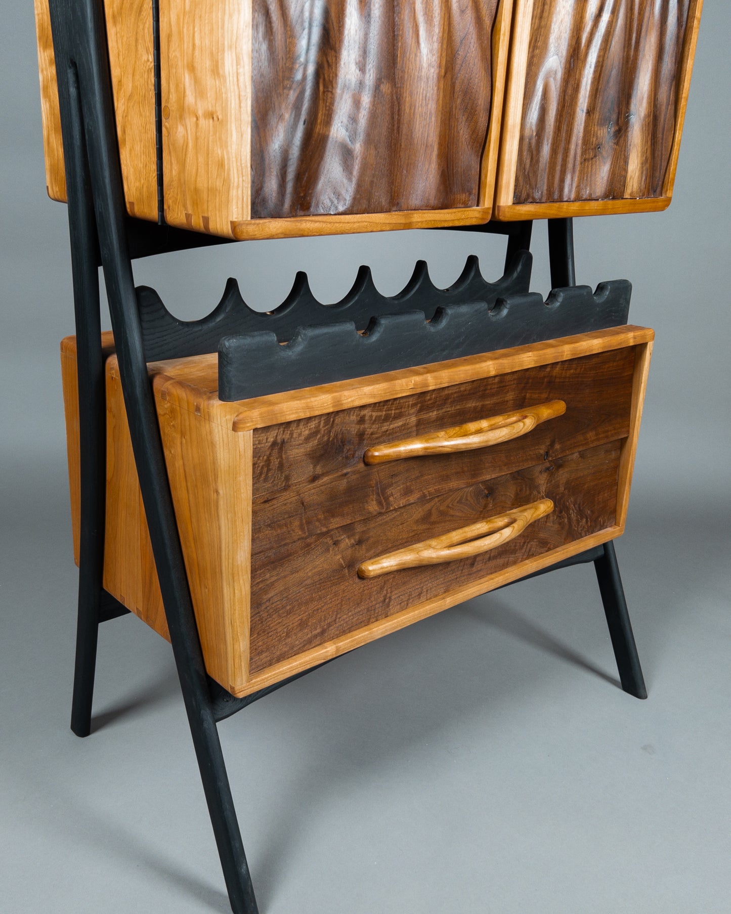 hand carved liquor cabinet